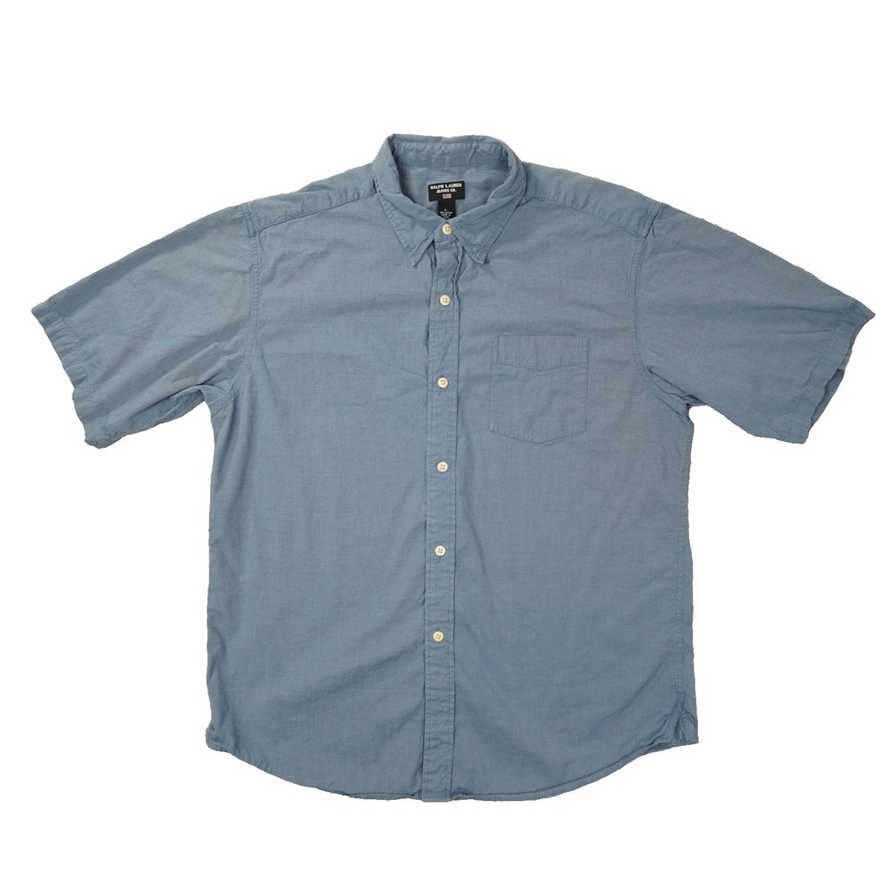 Ralph Lauren Jeans‎ Co. Vintage Button Up Shirt Men's Large Blue Short Sleeve